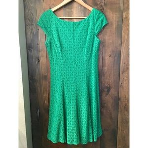 Green Cap Sleeve Lace Dress